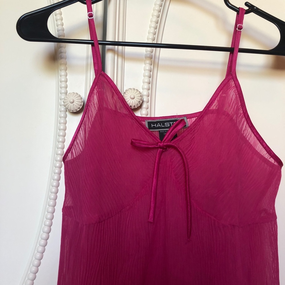 Halston Designer Pink Sheer Nightie/Slip/Chemise